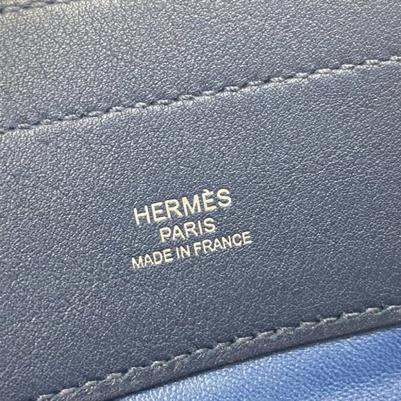 HERMES Leather Arine Mini Pochette Shoulder Bag Swift blue/SilverHardware - Picture 10 of 13